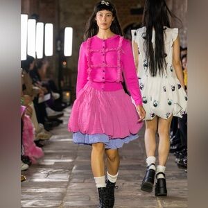 BMUET(TE) Pink Cardigan with Ruffle Details